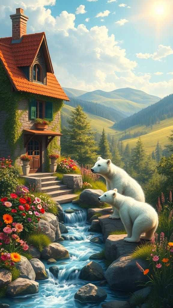 Royal Bears in a Whimsical Fairy Tale Landscape