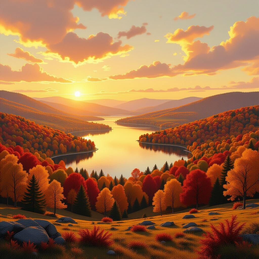 Hyper-Detailed Autumn Landscape in Atmospheric Style