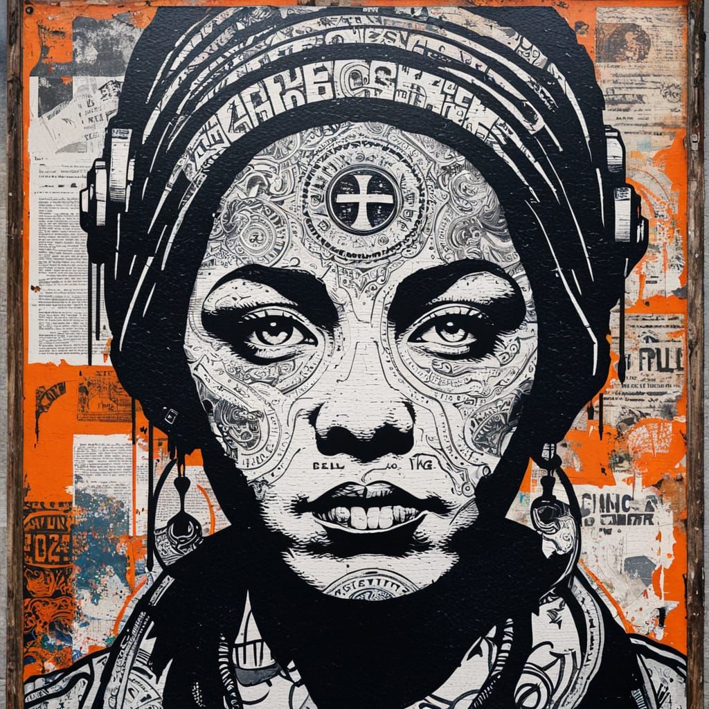 Detailed Collage of Public Service Announcements in Urban St...