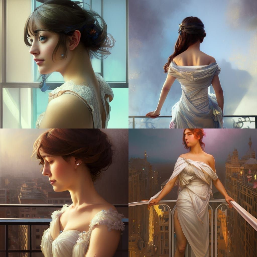 Balcony Portrait in Summer Air, Hyperdetailed Art