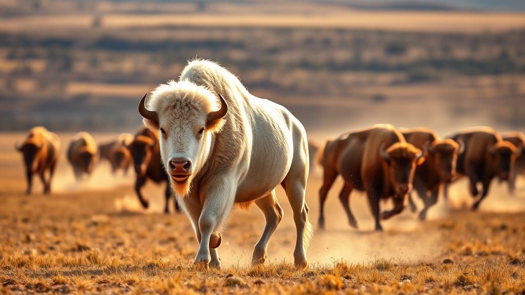 Majestic Albino American Bison in Yellowstone National Park