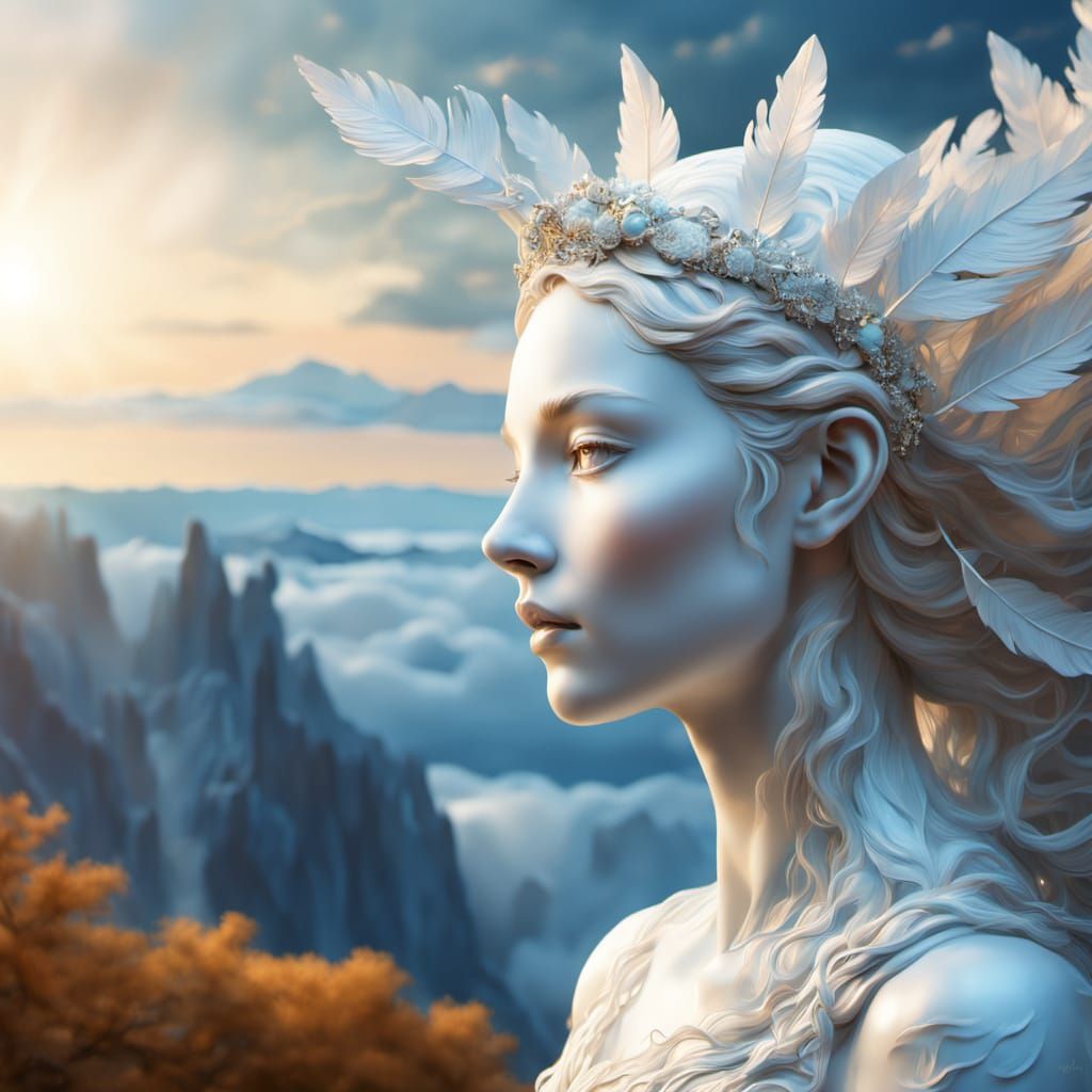 Ethereal Surreal Portrait of Woman in Dream Landscape