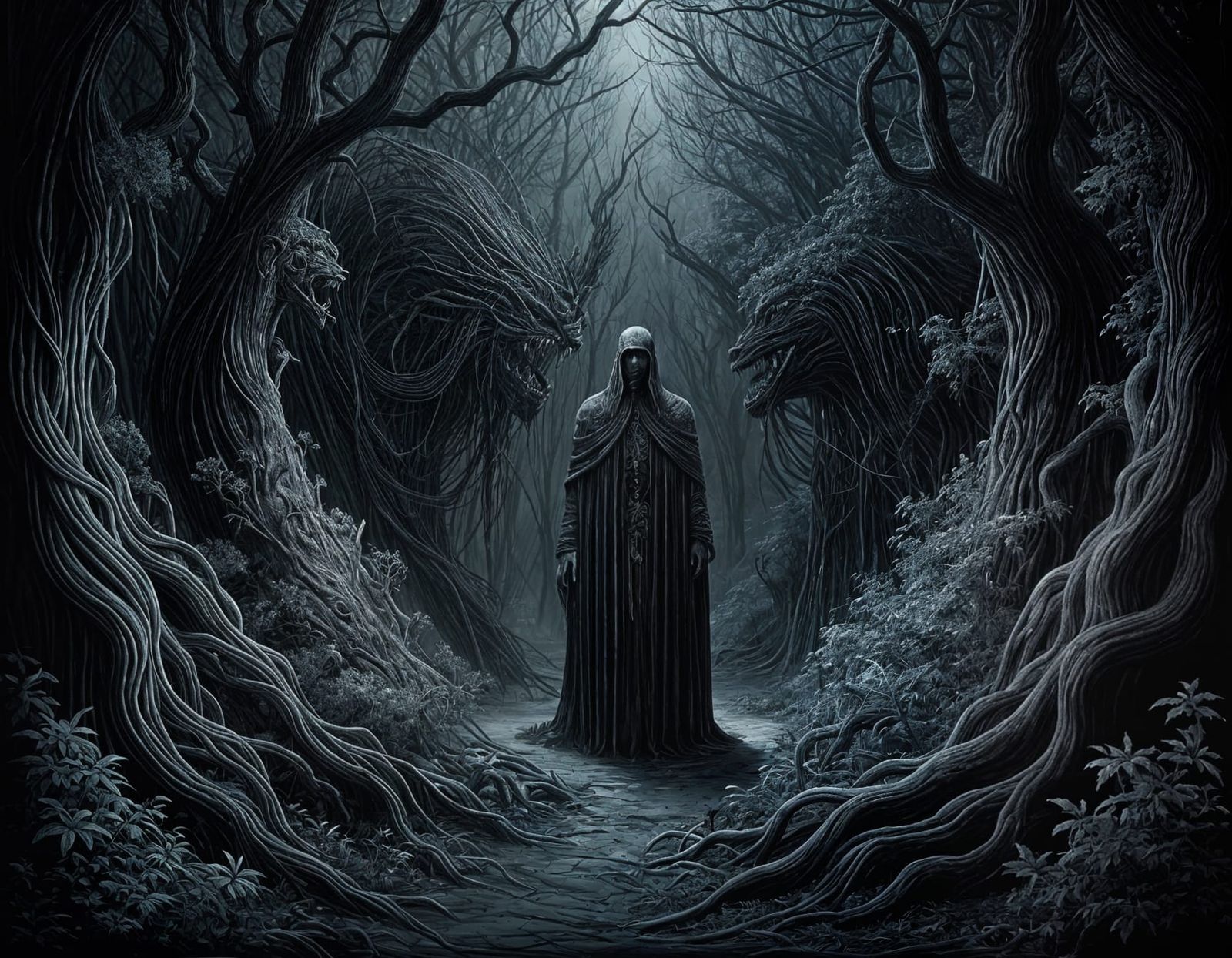 Surreal World of Cruel Things in Line Art