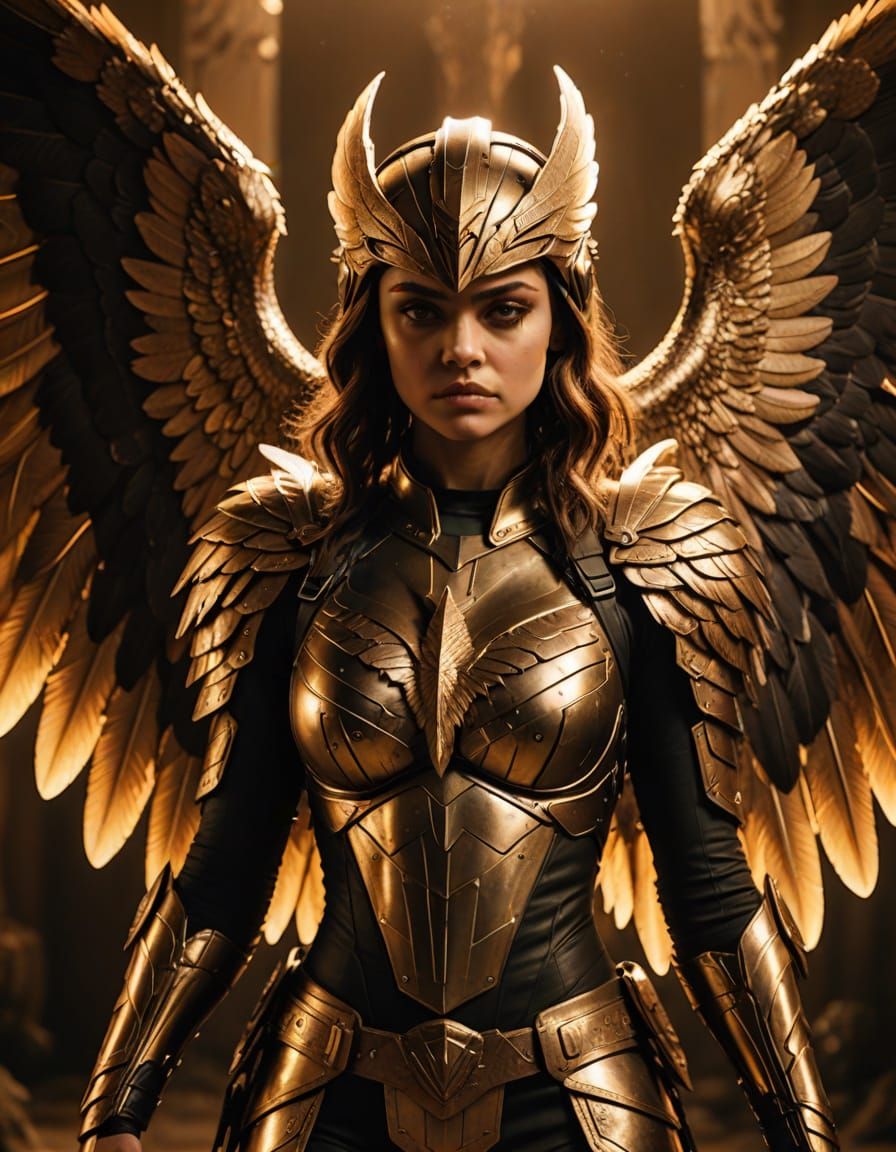 Hawkgirl with Feathered Wings in DC Comics Style