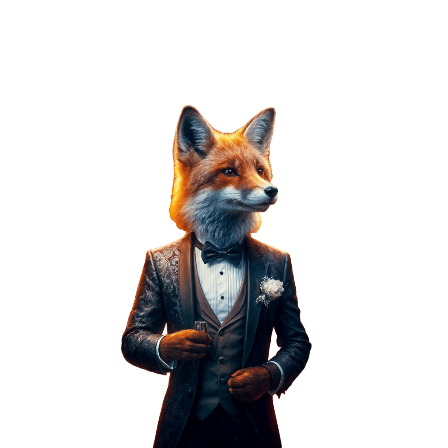 Fox in Tuxedo at Dinner Party: Matte Painting