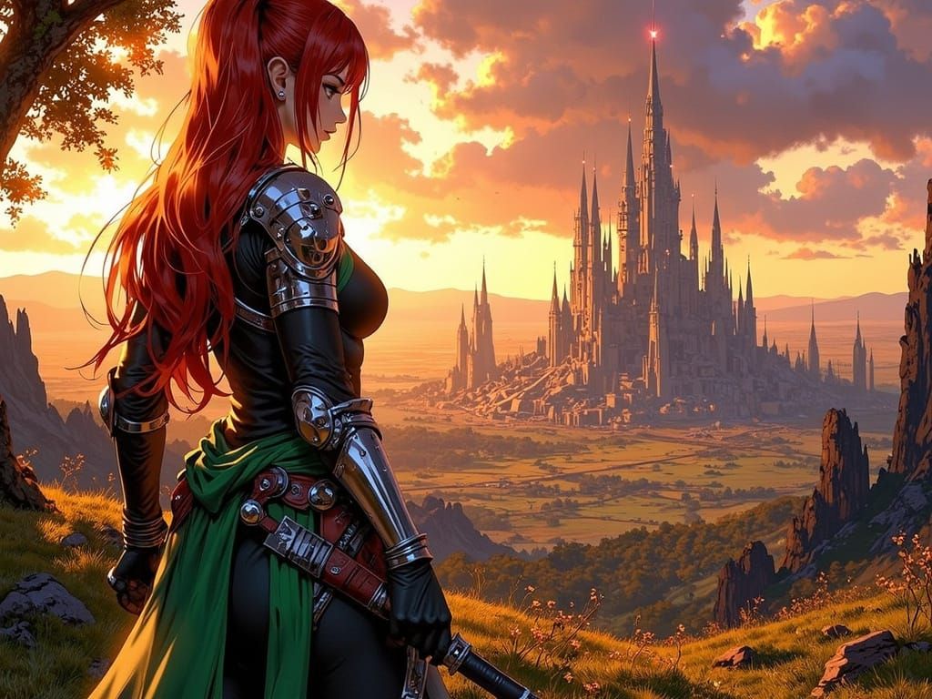 Elf Ninja Scout Gazing at Ruined Crystal City