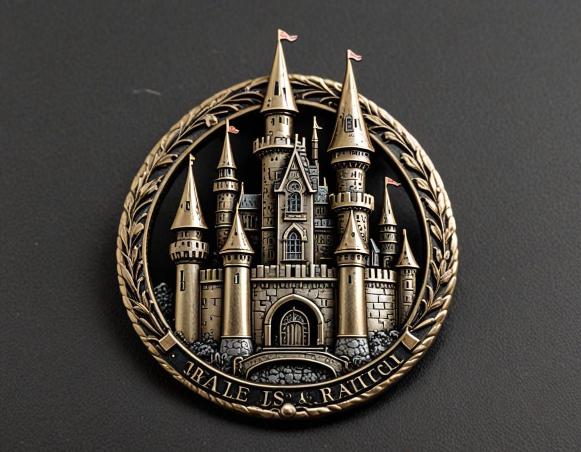 Intricate Metal Castle Emblem
