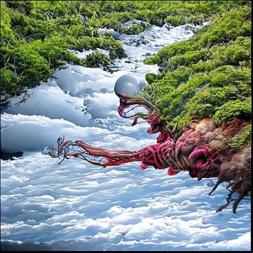 Demonic Hand Grenade Exploding: Digital Horror Art