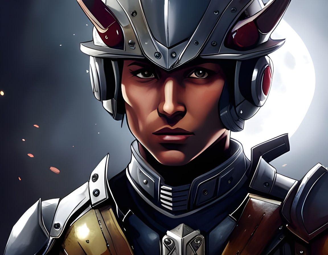 Armored Bird Warrior in Ornate Living Space