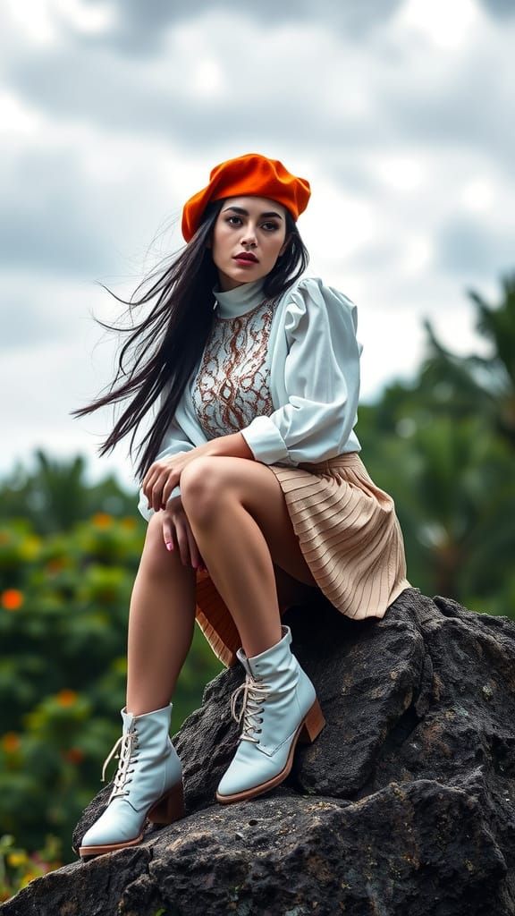 Fashion Model in Moody Outdoor Setting