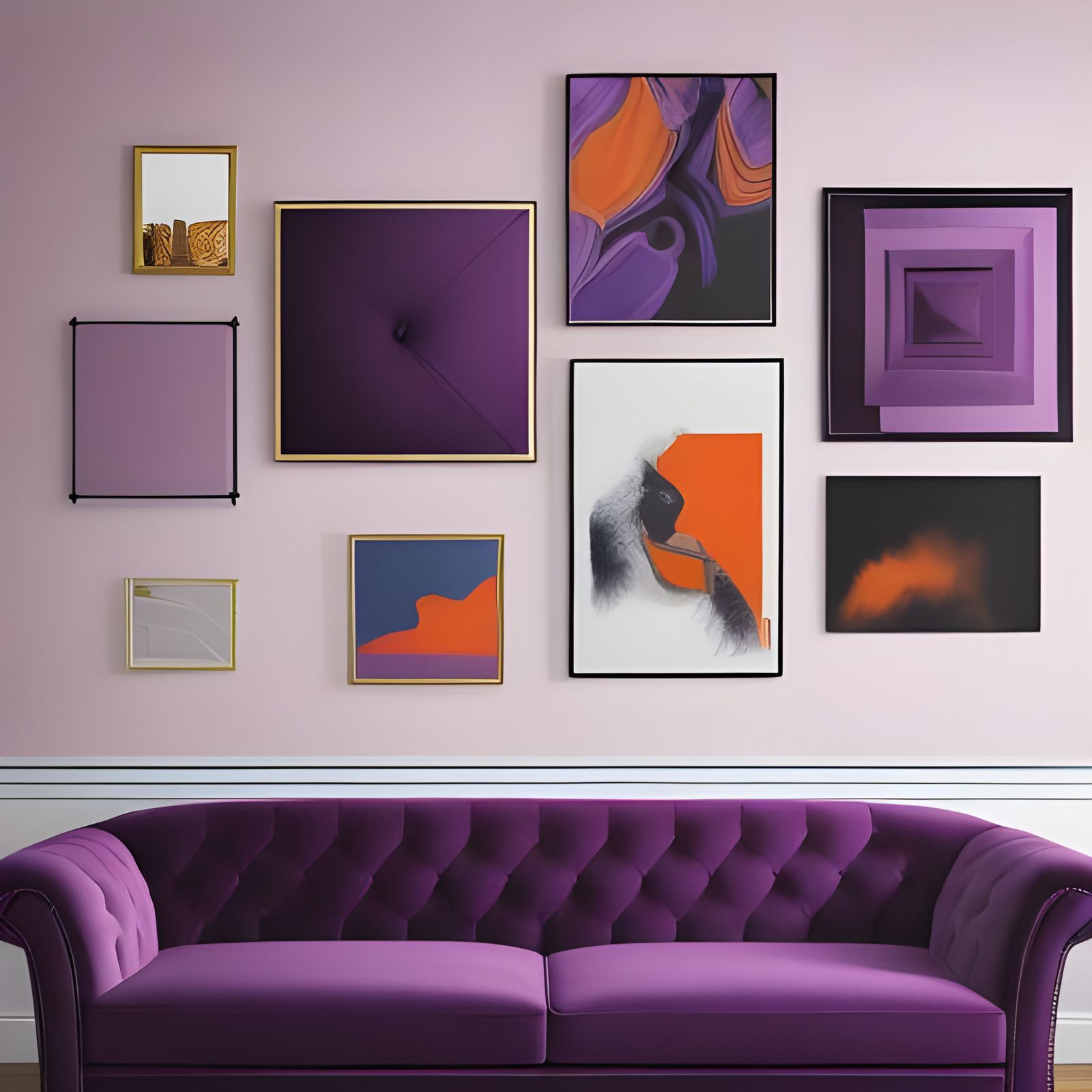 Maximalist Gallery Wall with Purple and Orange