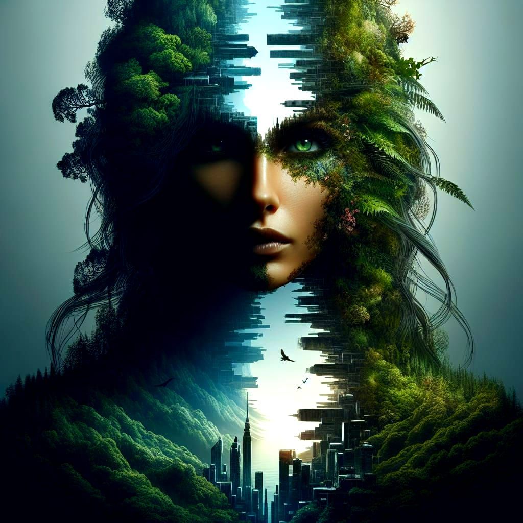 City Heart: Dark Fantasy Silhouette in 8K