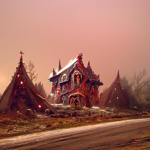 Sinister Gingerbread House Matte Painting