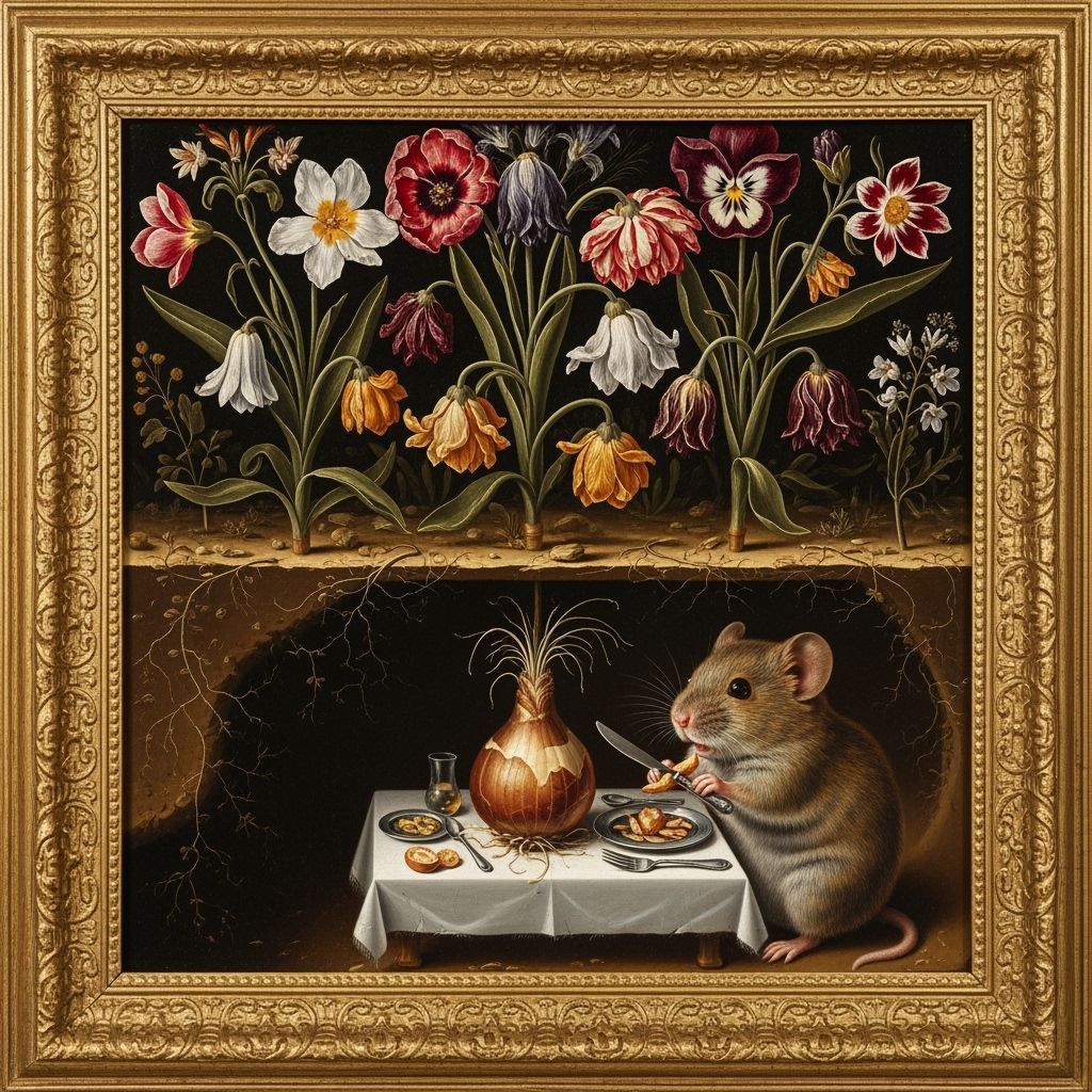 Renaissance Painting: Vole Feasting on Flower Bulb