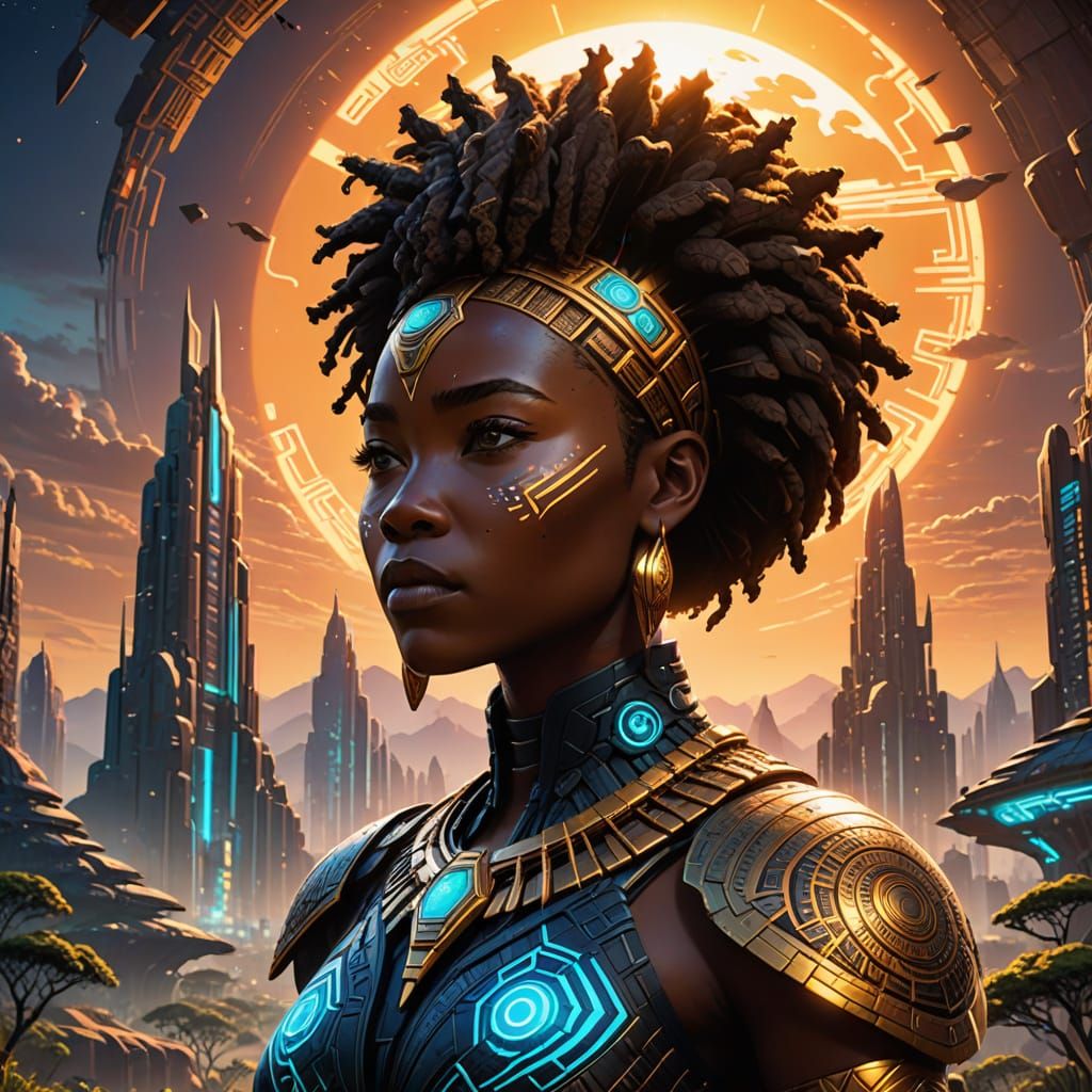 Afro-Futurist Cityscape: Anime Art of Hidden African Kingdom