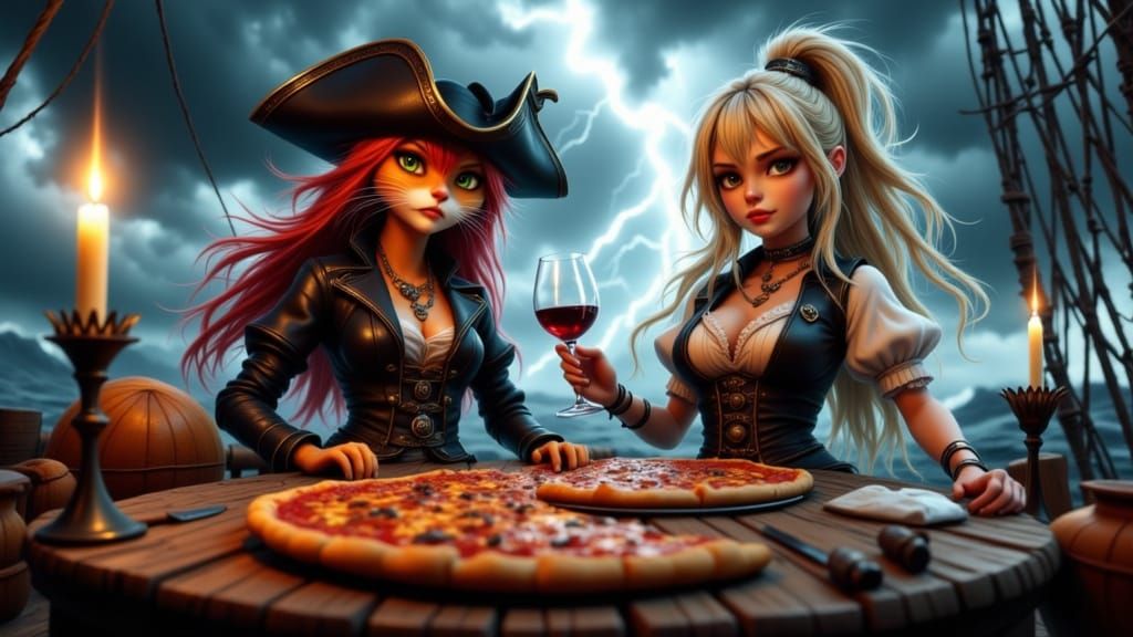 So what's a little lightning? No way we're abandoning a pizz...