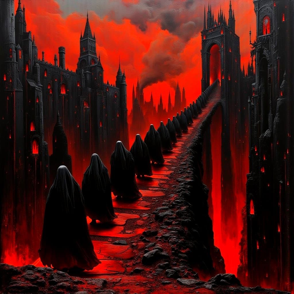 Hades Procession in Baroque Oil Painting Style