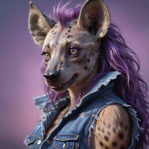 Anthropomorphic Hyena in Denim Vest