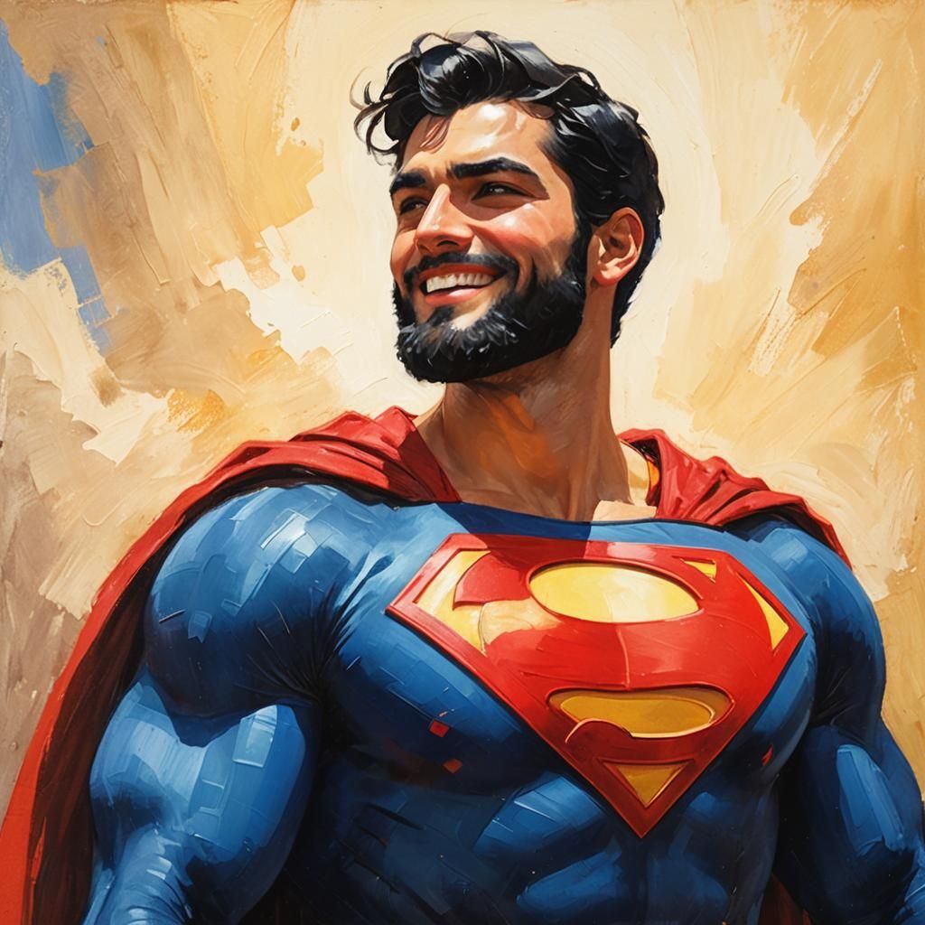 Expressionist Superman Portrait with Impasto Textures