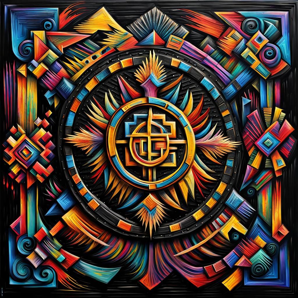 Abstract Heraldic Signs in Acrylic Art Style