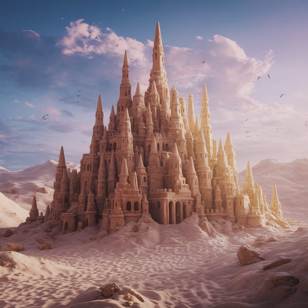 Fantastical Castle of Shifting Sands in Vibrant Colors