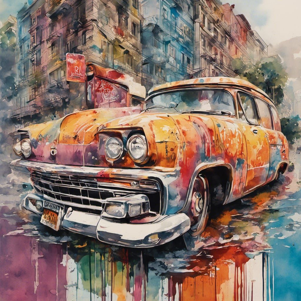 Retro Travel Poster in Watercolour Gouache Style