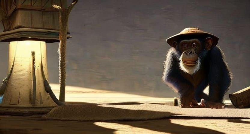 Hyperrealistic Chimpanzee in Blue Hat