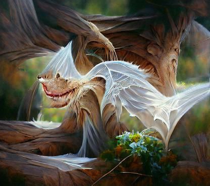 Smiling Dragon with Gossamer Wings in Oil Painting Style