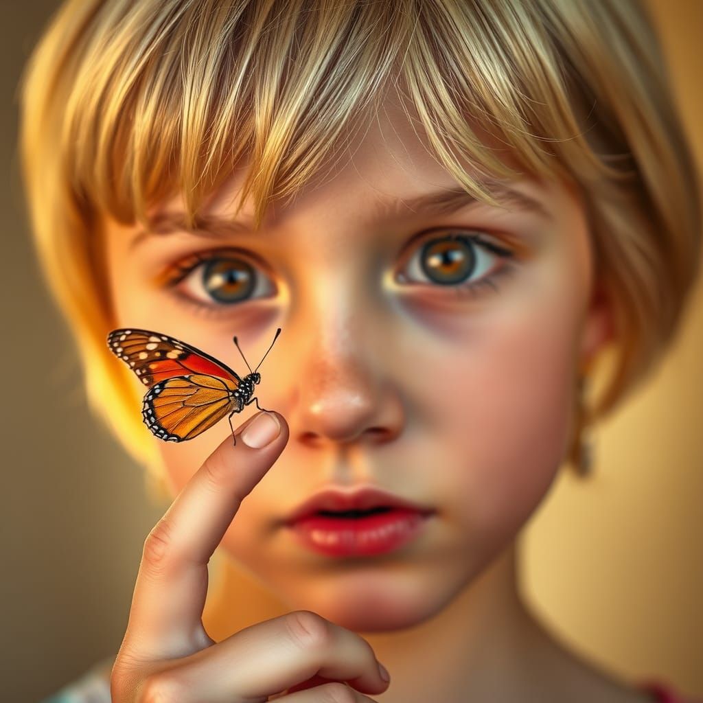 Girl and Butterfly: Astonishing Portrait in High Detail
