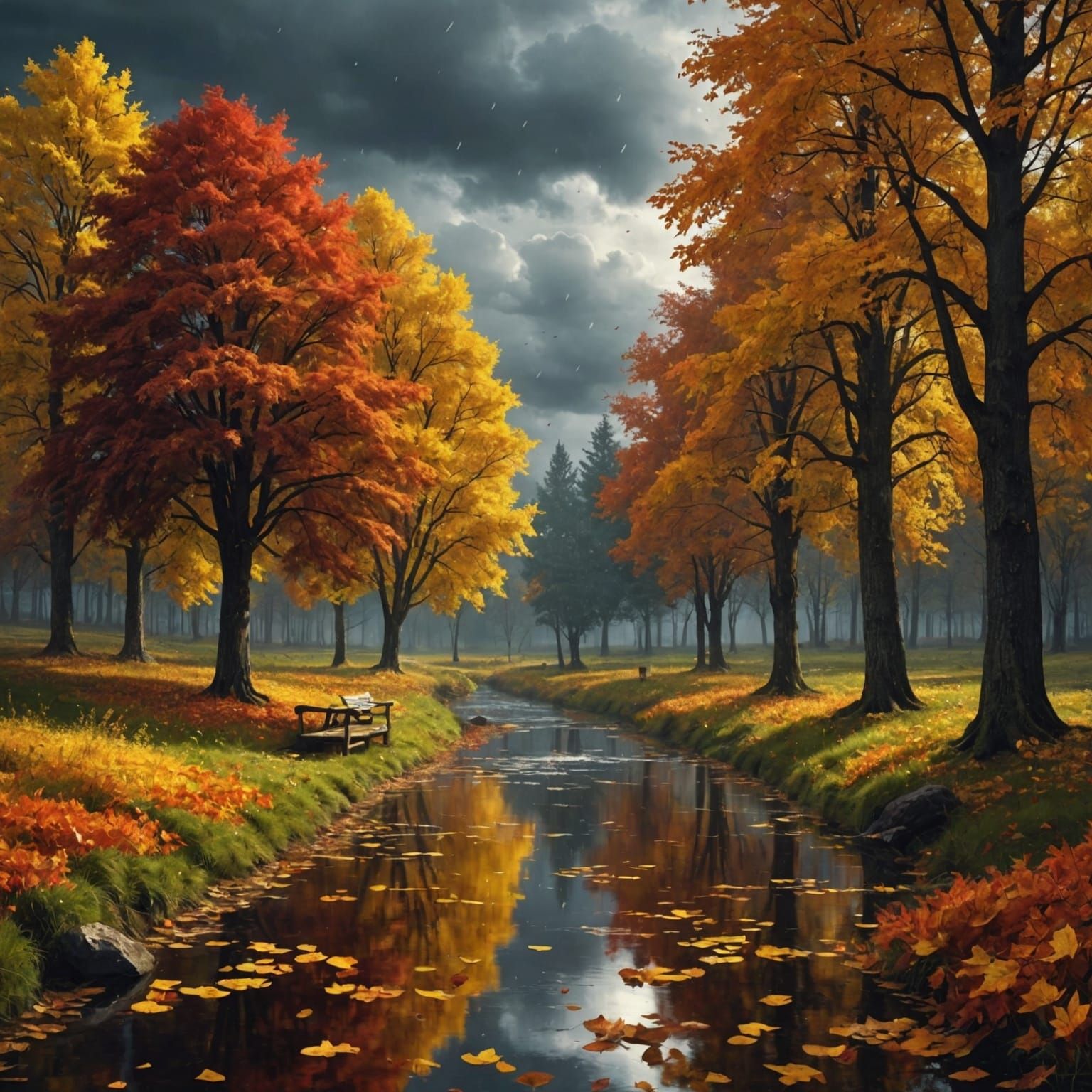 Autumn's Farewell: A Detailed Matte Painting