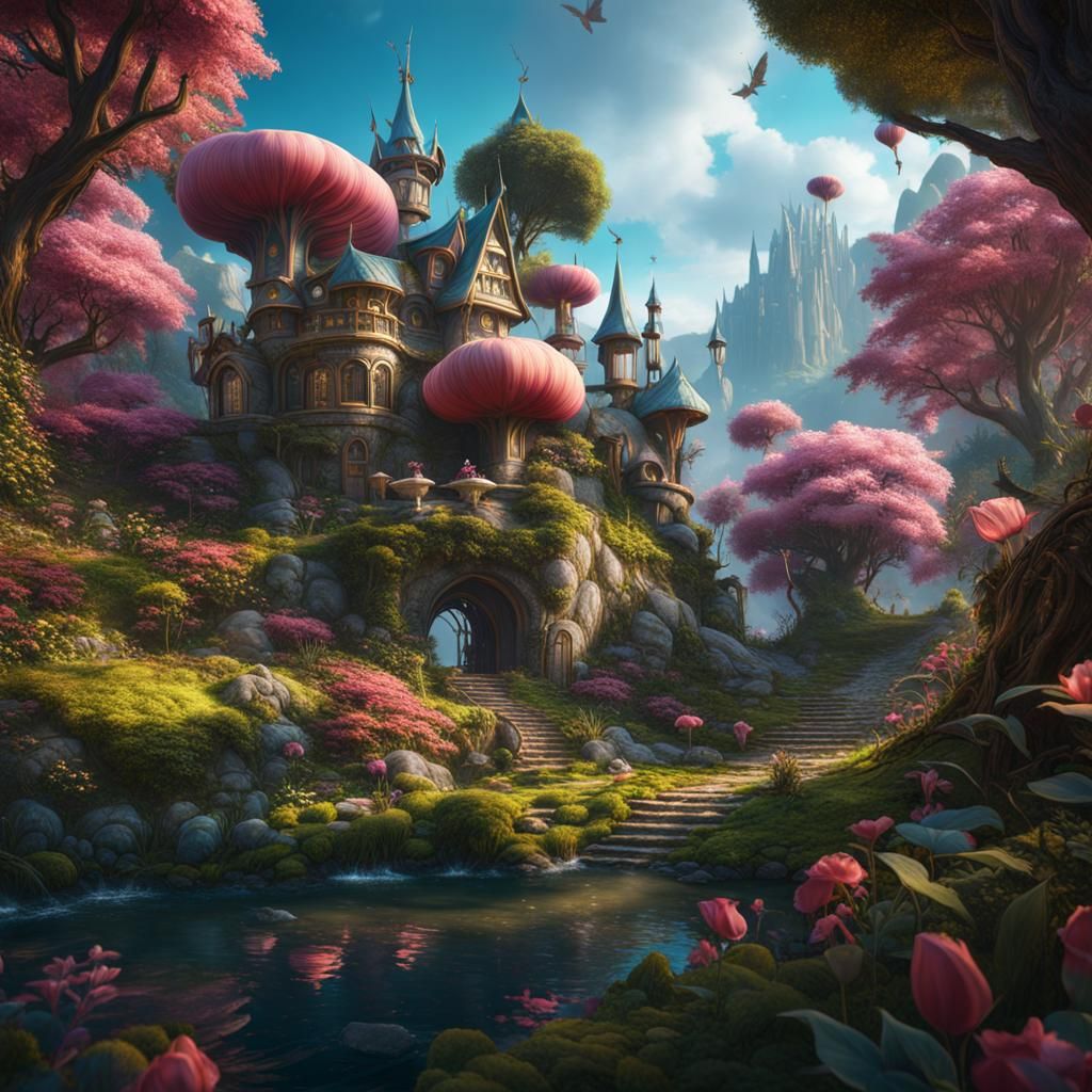Whimsical Fairy Wonderland in Detailed Matte Painting