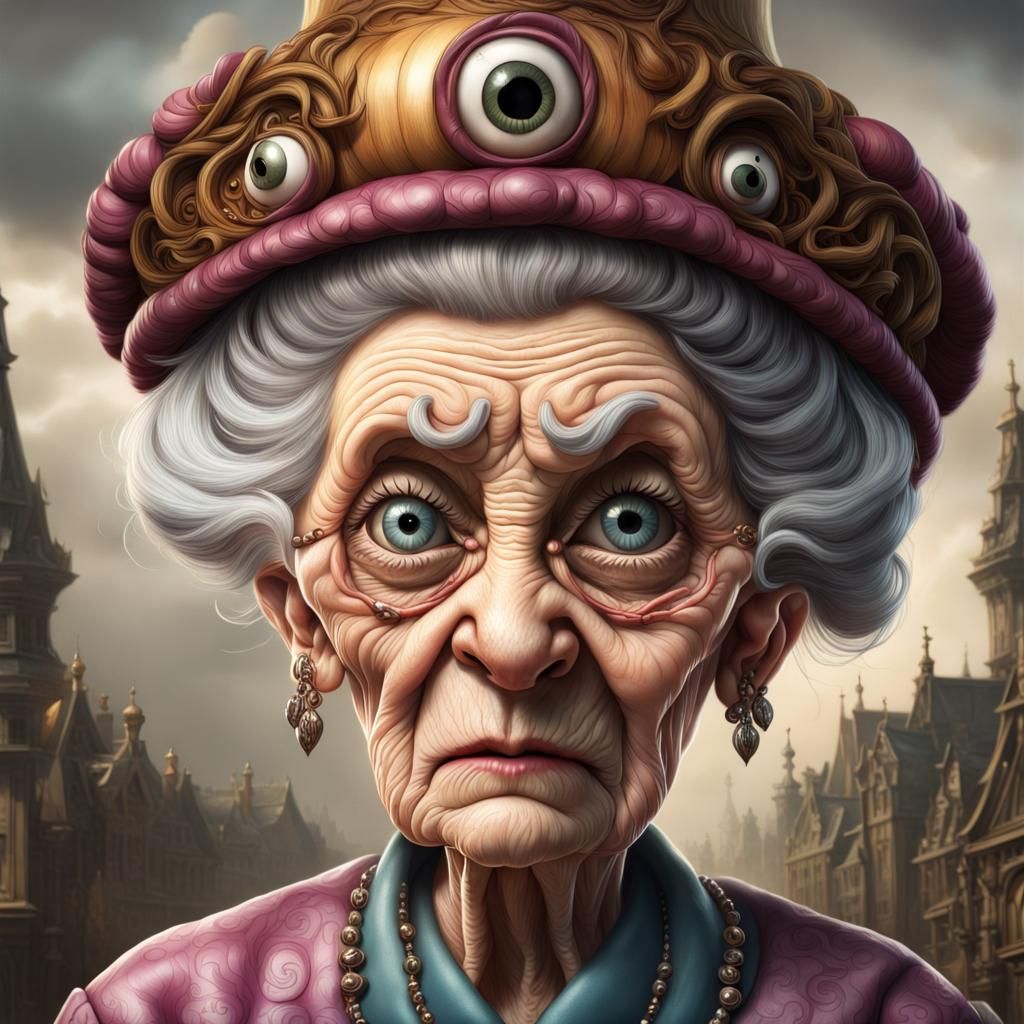 Old Grandma's Horror Hallucinations in Baroque Style