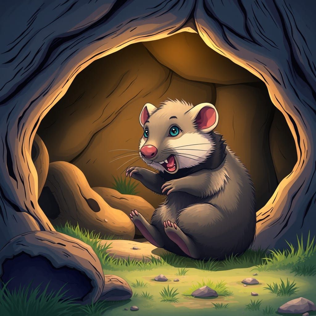 Vibrant Wombat in Anime Style