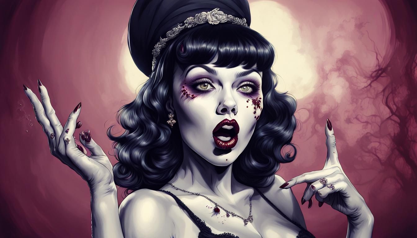 Playful Undead Diva in Retro Glamour Style