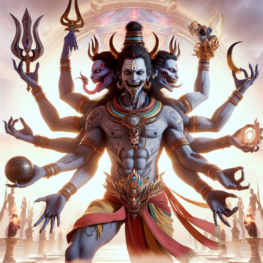 Shiva and Anubis Fusion as Matte Painting