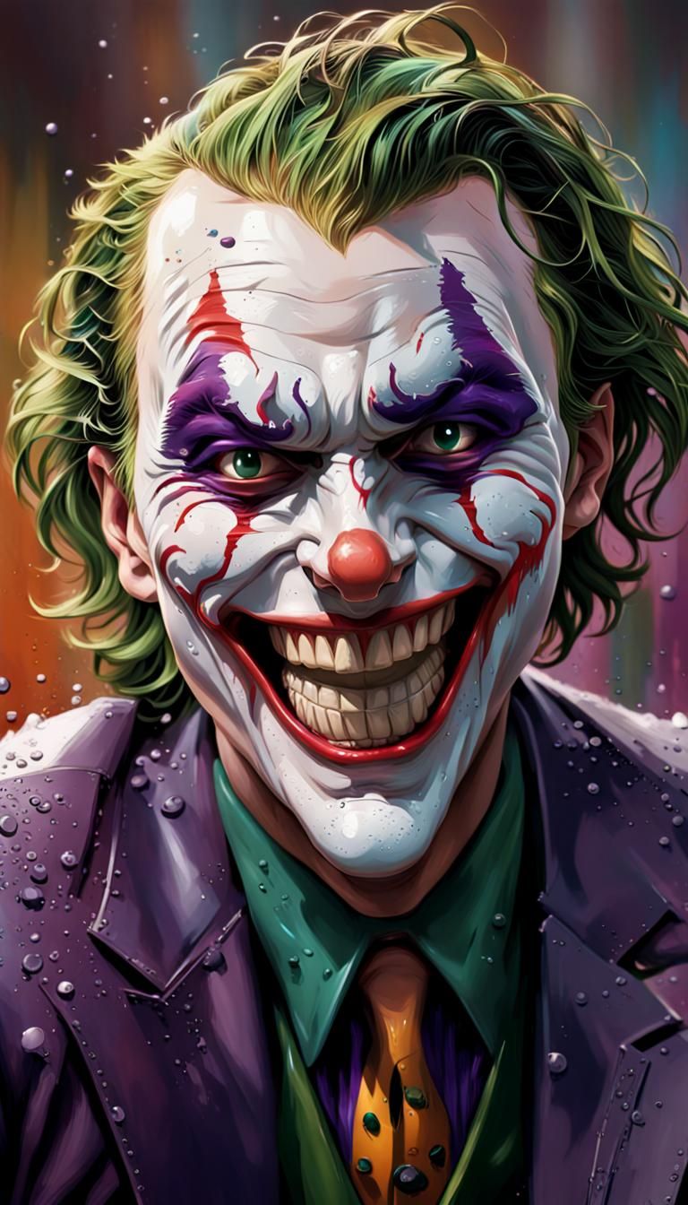 Hyperrealistic Joker Laughing: Dramatic Concept Art