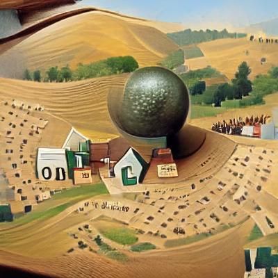 Globe Pierced: Grant Wood-Style Oil Painting