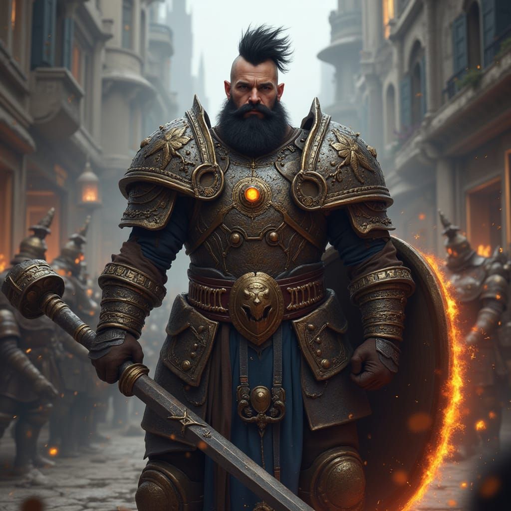 Heroic Dwarf Captain in Elturel, Fantasy Art