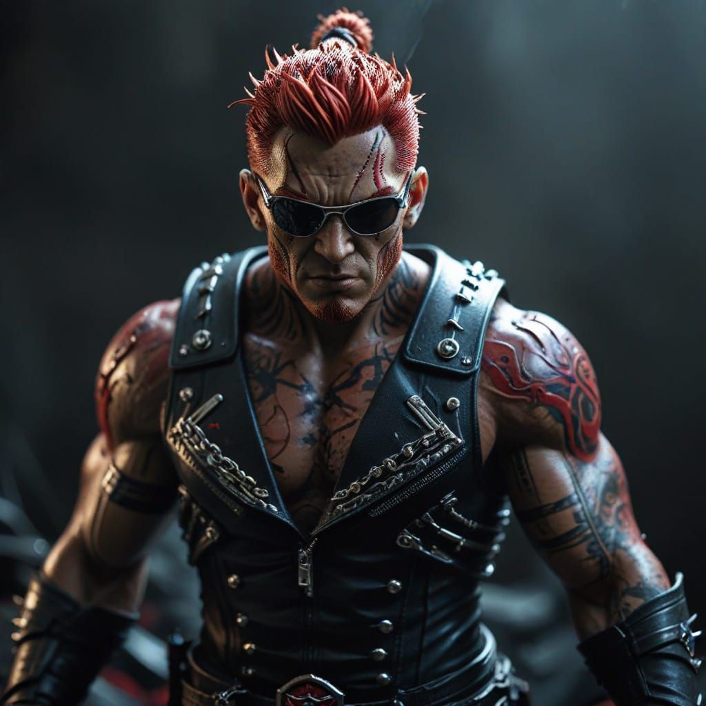 Dark Fantasy Wrestler in Heavy Metal Aesthetic