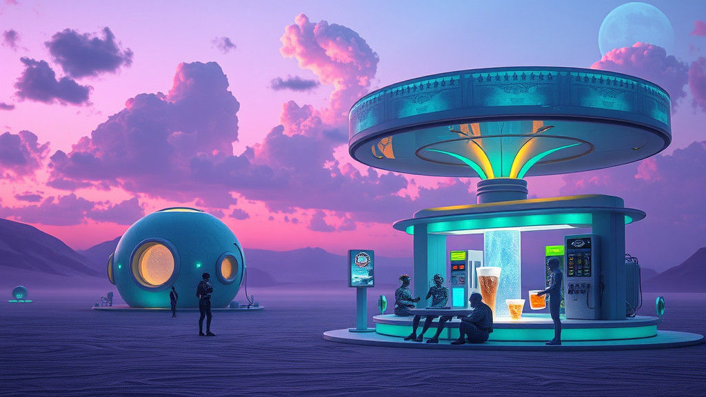 Extraterrestrial Gas Station in Crystalline Desert