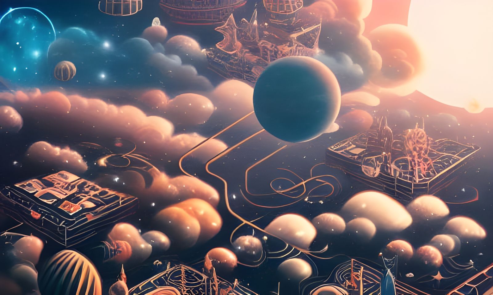 Cosmic City in Godly Light: A Sinister Space Painting