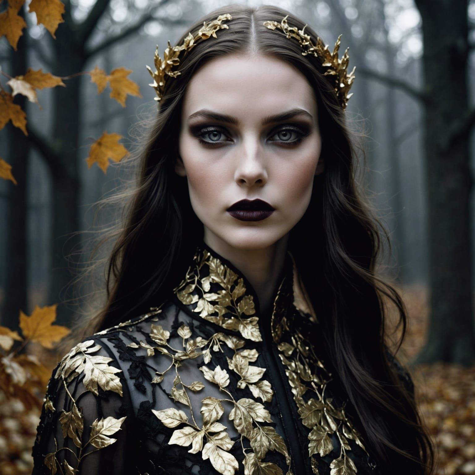 Gothic Glamour: Hyperreal Vampire Woman with Moon