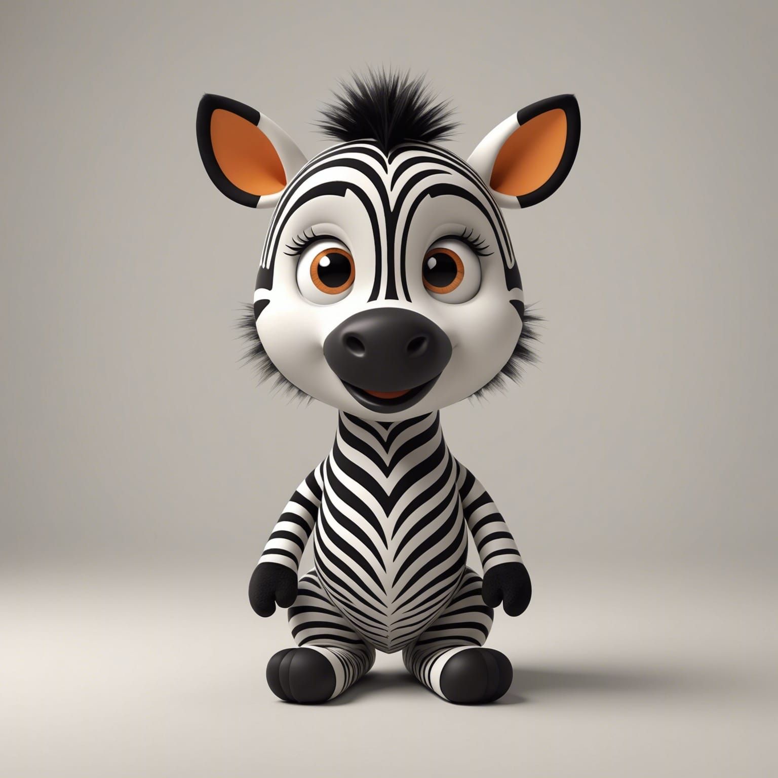 Cute 3D Zebra Character in Minimalist Style