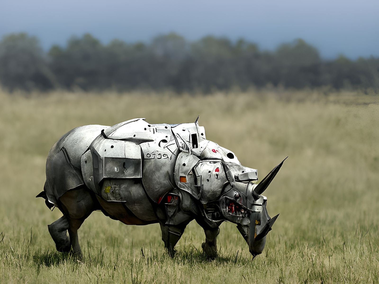 Robotic White Rhino Mecha Concept Art