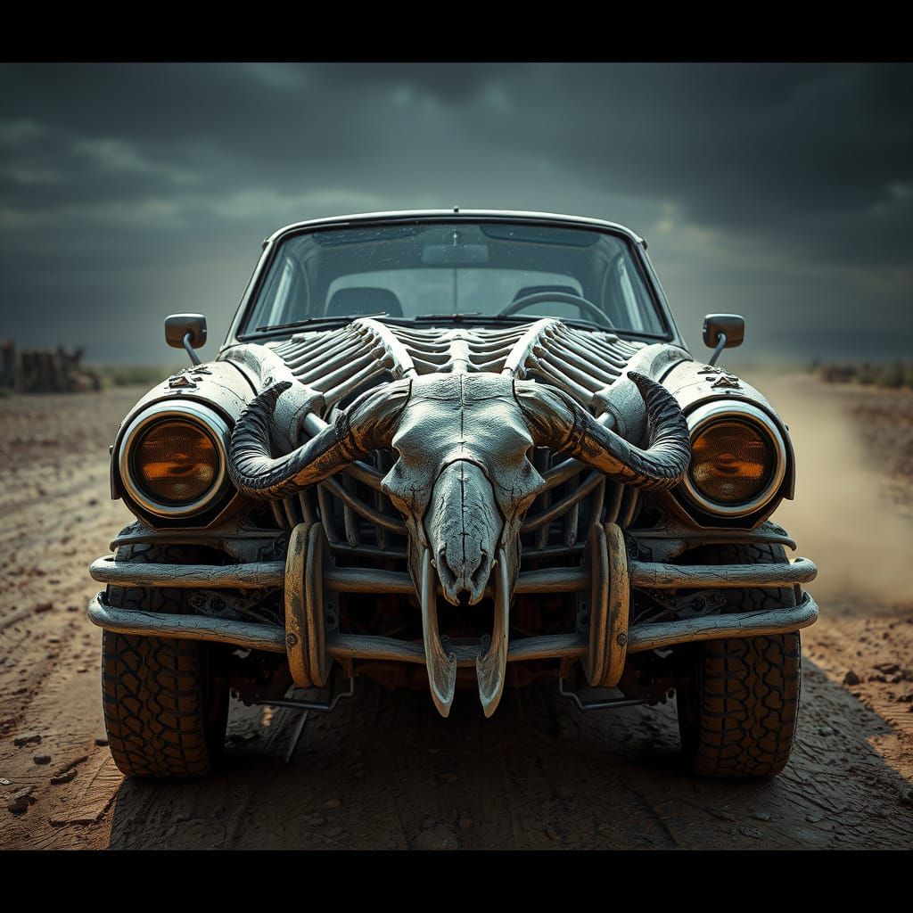 Mad Max Skeleton Car with Buffalo Skull
