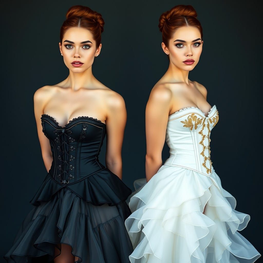 Mirrored Elegance: Twin Sisters in Haute Couture