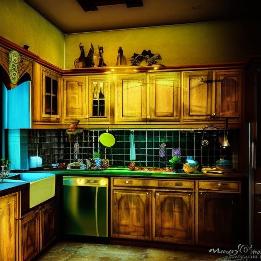 Magic Gothic Kitchen in Photorealistic Style