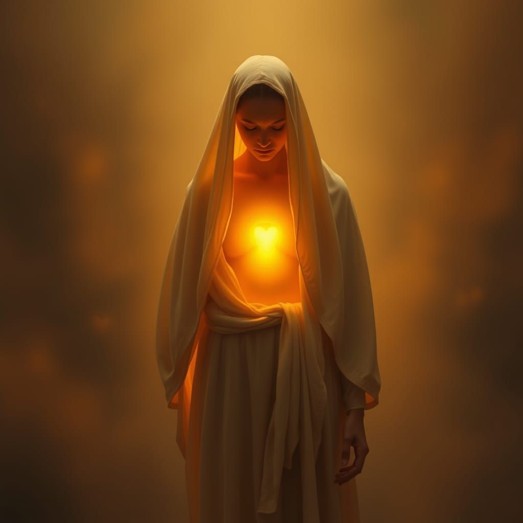 A Serene Figure Basks in Radiant Light