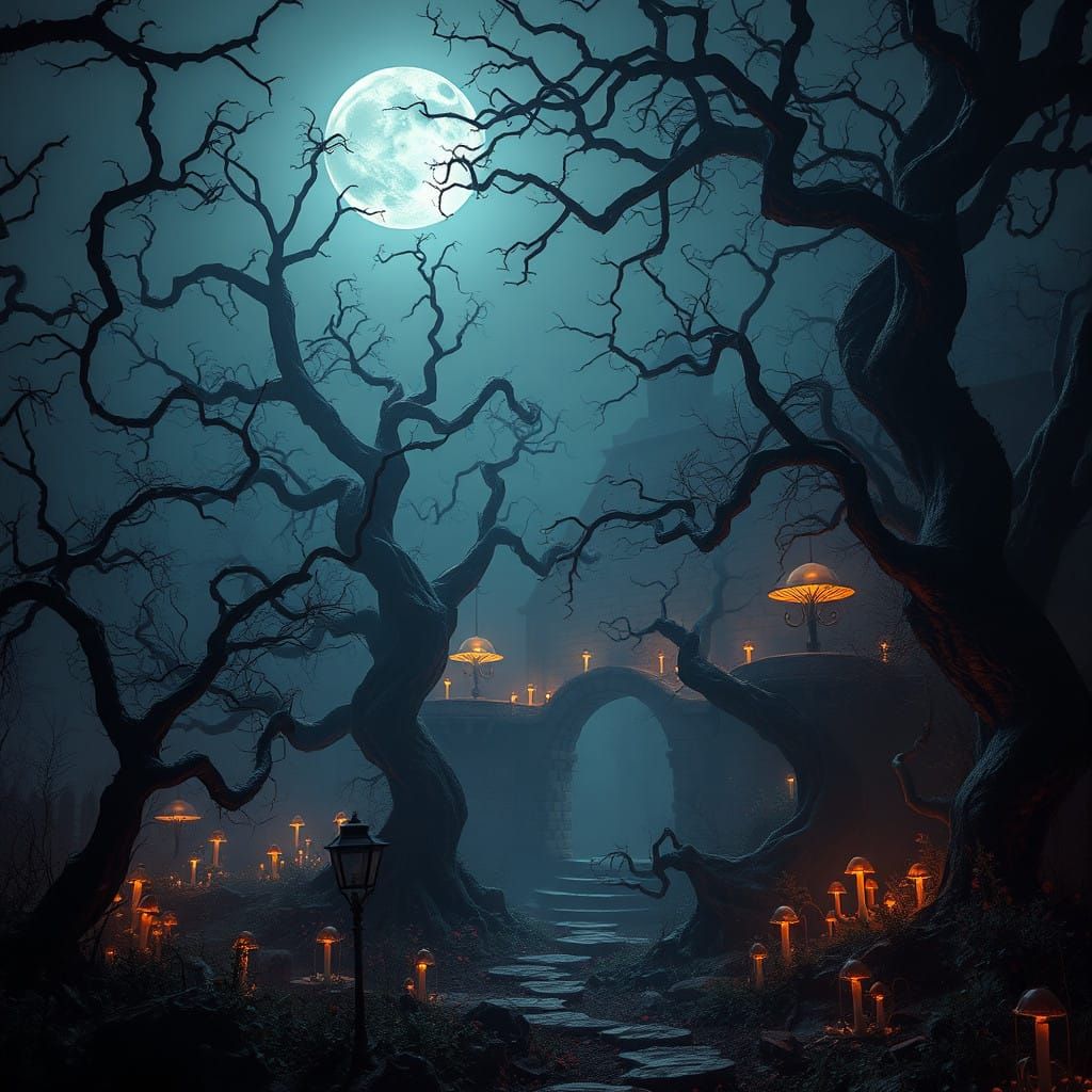 Midnight Medieval Garden of Dark Fantasy