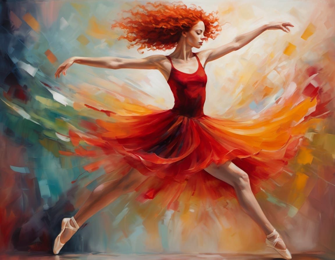 Ethereal Ballerina Soars in Vibrant Expressionist Dance